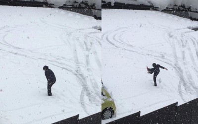 男子在大雪中熱舞，突然一個沒踩穩....網友：史上最華麗的跌倒