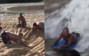 衝浪客一起在沙灘上狂挖個不停，最後打造出「人造衝浪池」玩嗨了